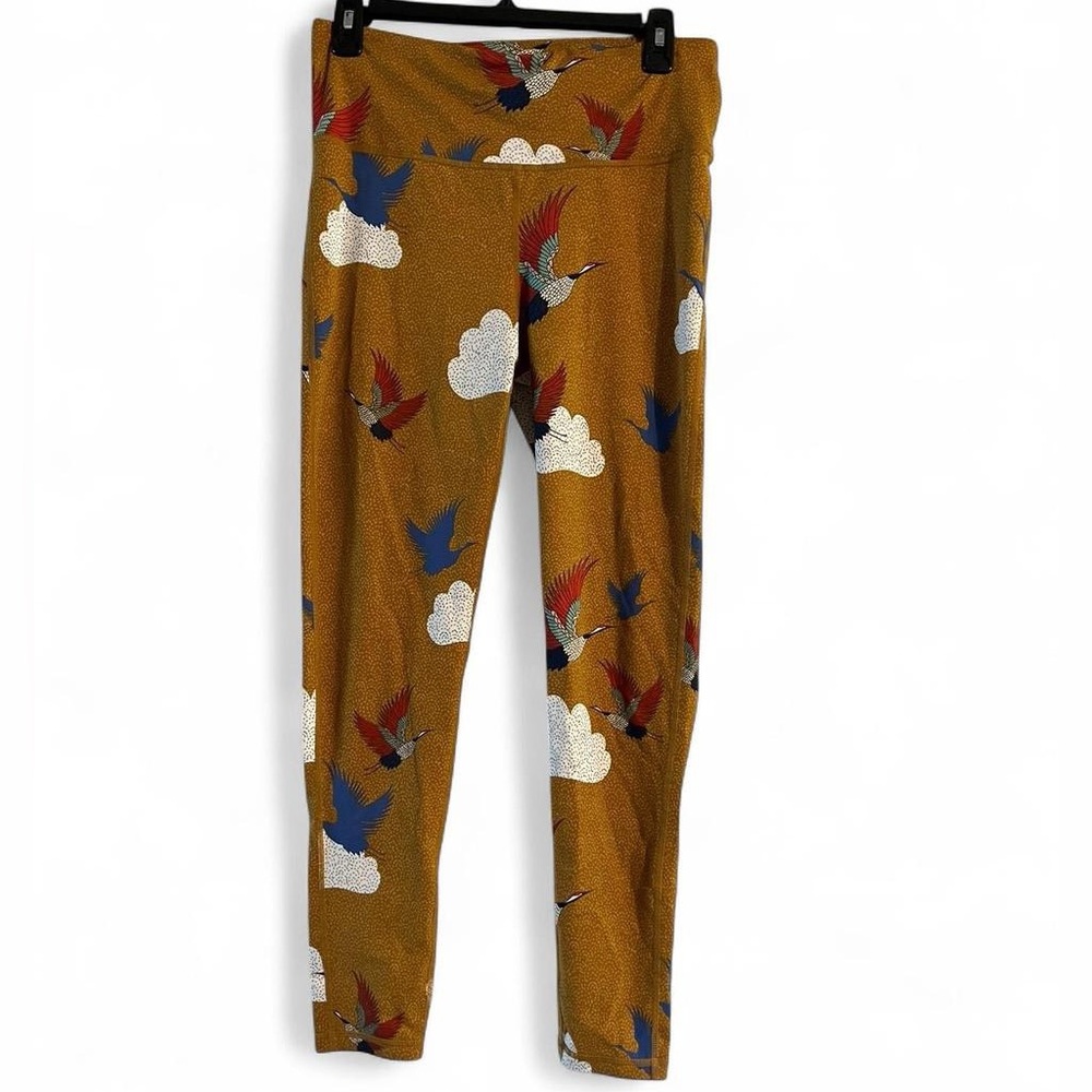Carly Jean Mustard Cloud & Bird Print Leggings